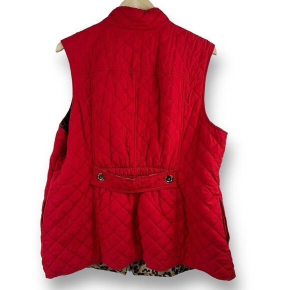 Charter Club Women's Size 2X Reversible Quilted Vest Red and Cheetah Print - Picture 3 of 8
